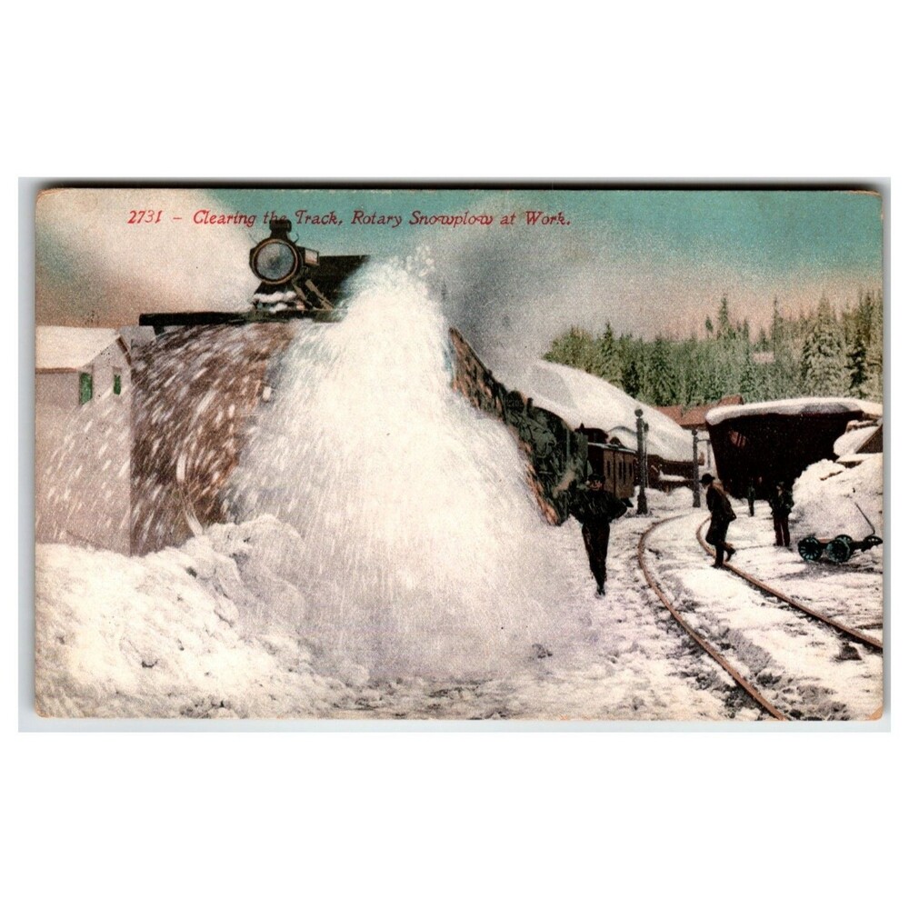 Vintage Rotary Snowplow Train Clearing Track Postcard Edward H Mitchell
